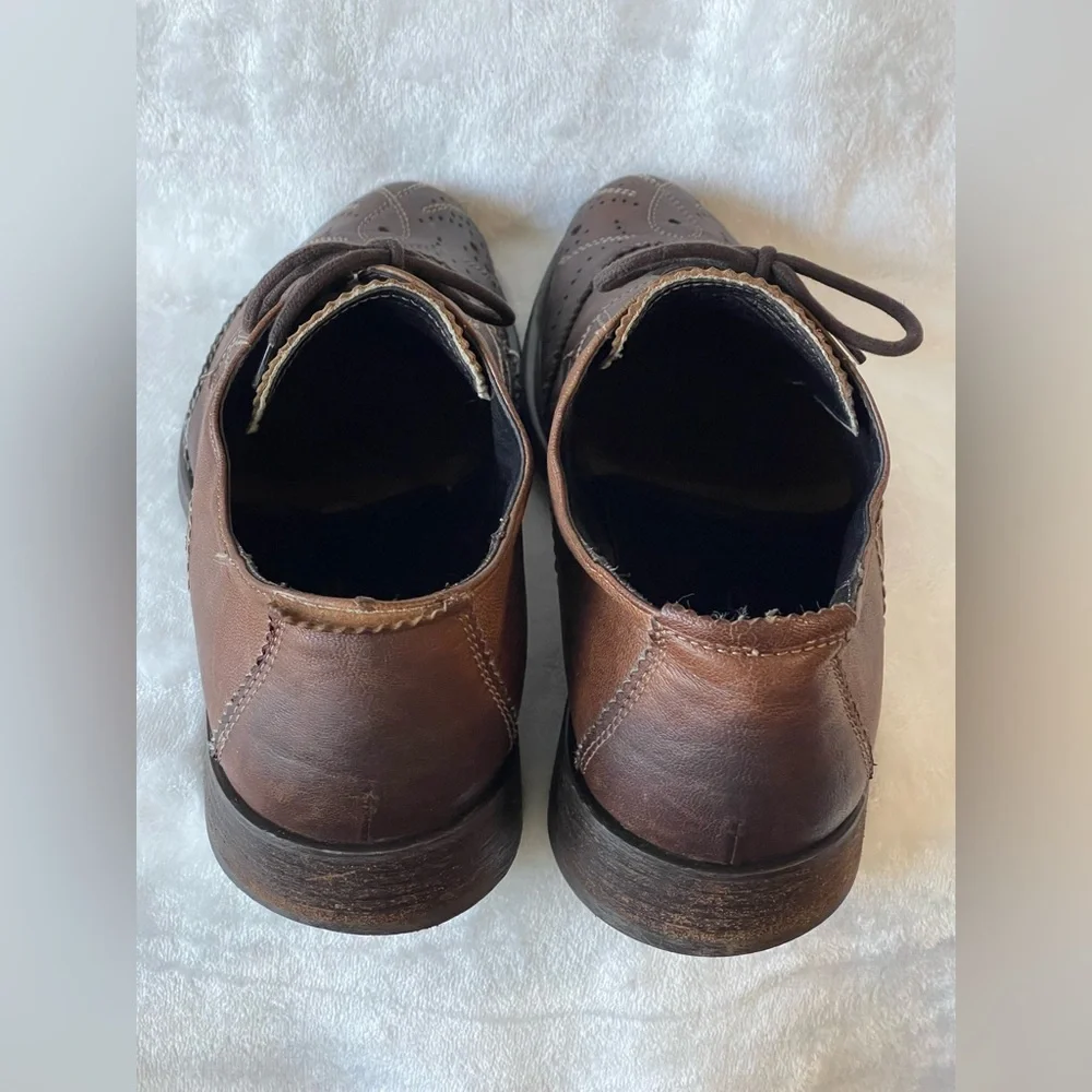 VERO CUOIO Men's 11 Brown Leather Oxfords Dress Lace Up Shoes made in Italy